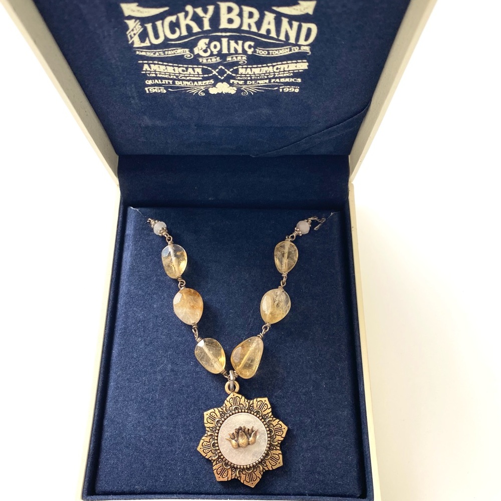 Lucky Brand Lotus necklace, citrine & sterling silver